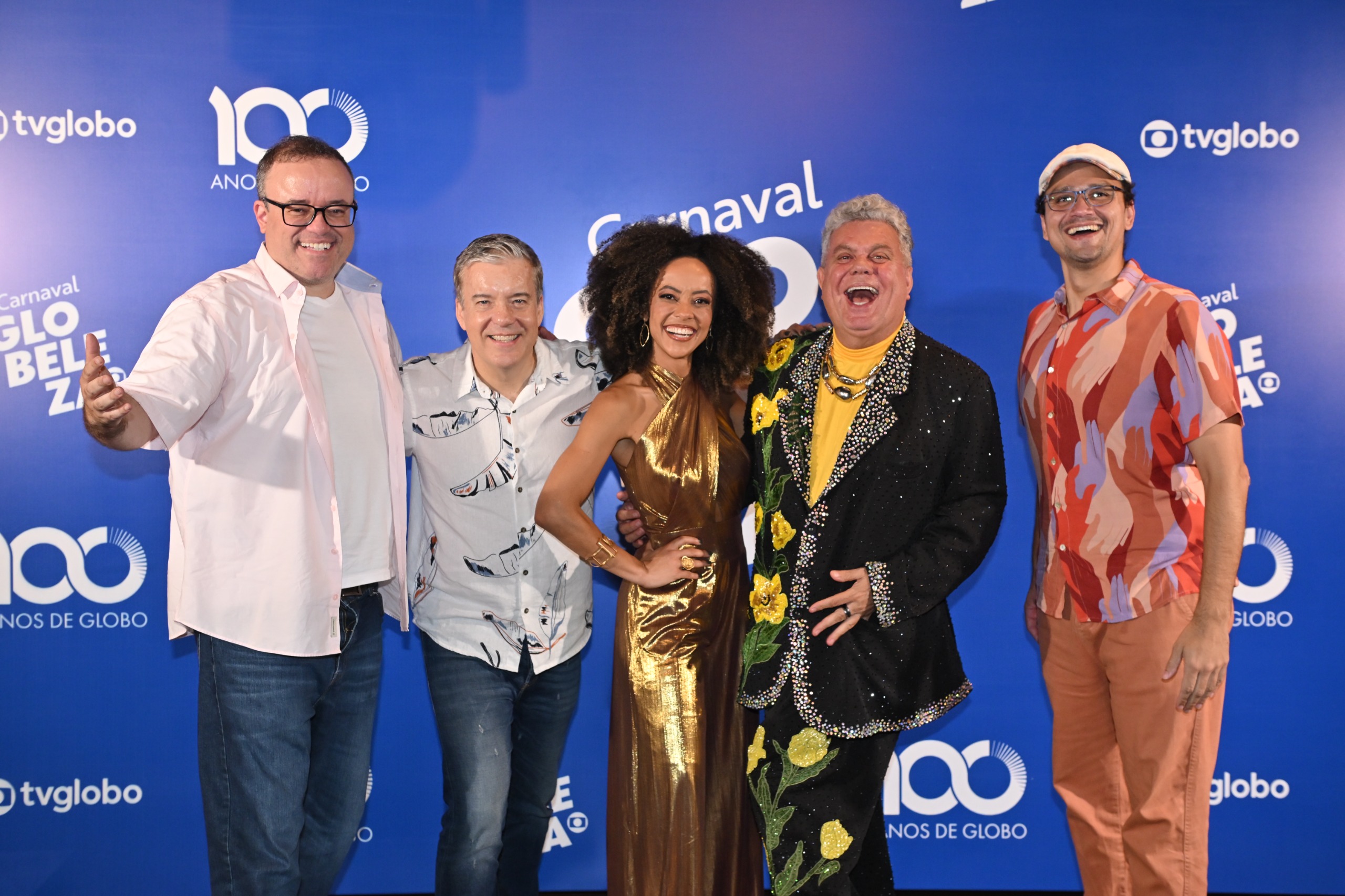 Equipe de transmissão do Carnaval 2025 na Globo durante o lançamento, no Rio de Janeiro