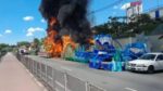 Incêndio atinge carros alegóricos da Leandro de Itaquera e Unidos de São Miguel — Foto: Reprodução