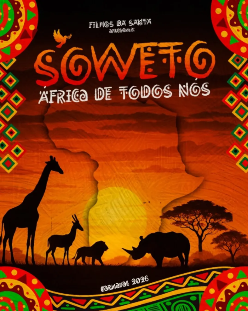 Logomarca do enredo 2026 da Filhos da Santa. A escola está no grupo Especial de Bairros da UESP